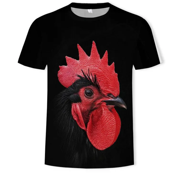 Mens black 3D digital print short sleeved T shirt, no-collar, polyester fibre, sporty style, size XXS to 4XL