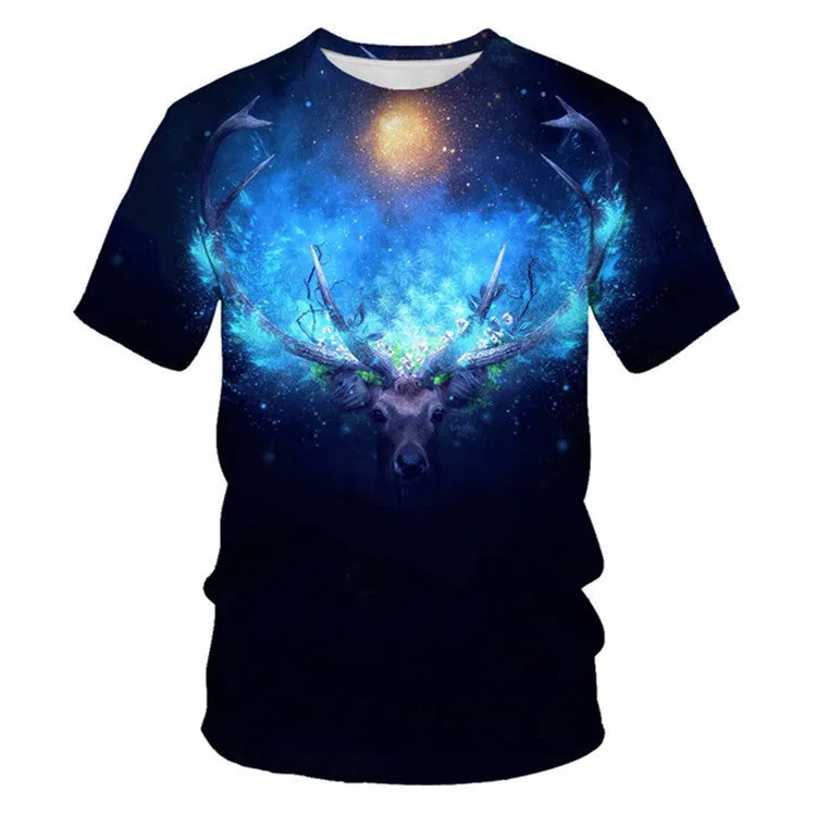 Mens black 3D digital print short sleeved T shirt, no-collar, polyester fibre, sporty style, size XXS to 4XL
