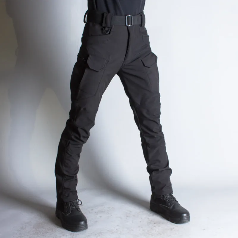 IX7 Shell Tactical Pants in green, men's winter outdoor breathable waterproof trousers with fleece lining