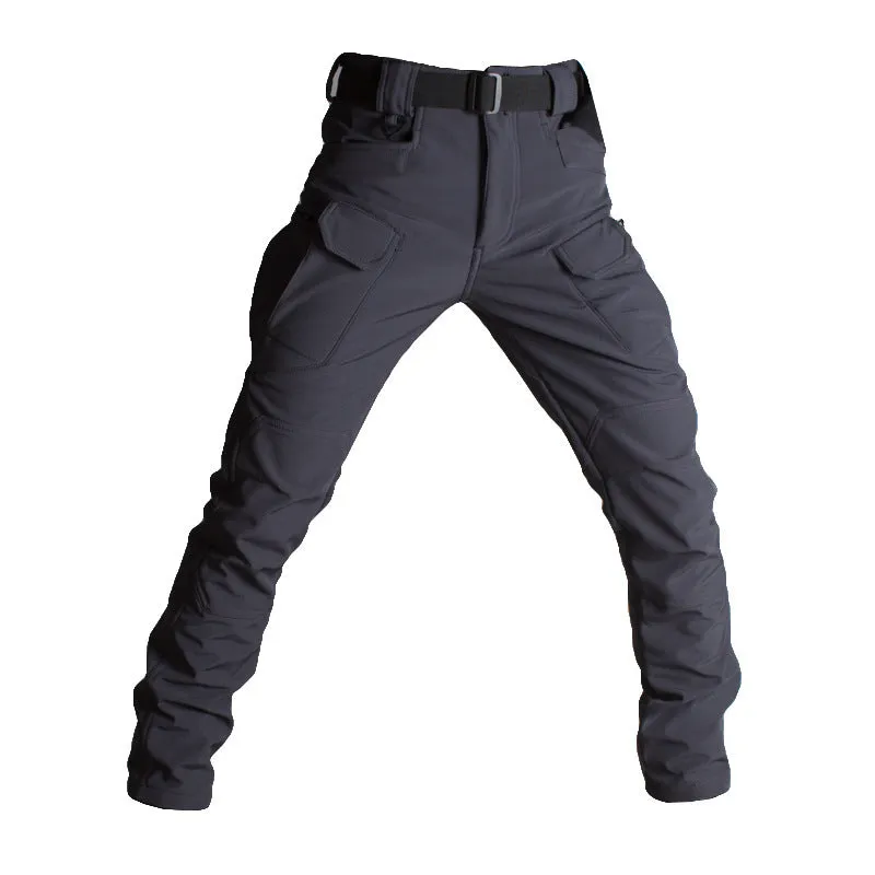 IX7 Shell Tactical Pants in green, men's winter outdoor breathable waterproof trousers with fleece lining