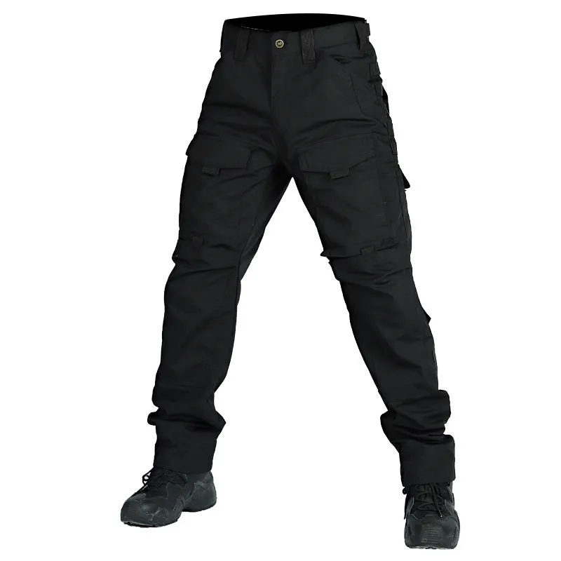 Men's camouflage trousers with multi-functional pockets, wear-resistant fabric, in CP camouflage colour on adult male model