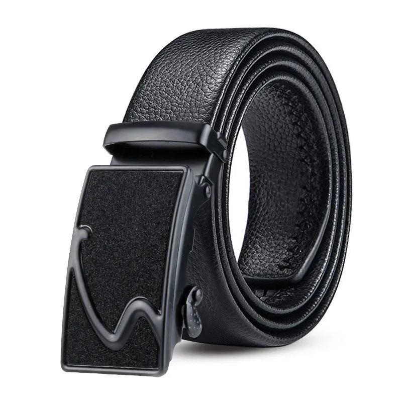 Black Bales Catch men's imitation leather belt 120cm electroplated buckle starry sky black