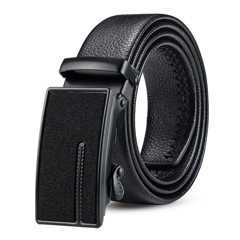 Black Bales Catch men's imitation leather belt 120cm electroplated buckle starry sky black