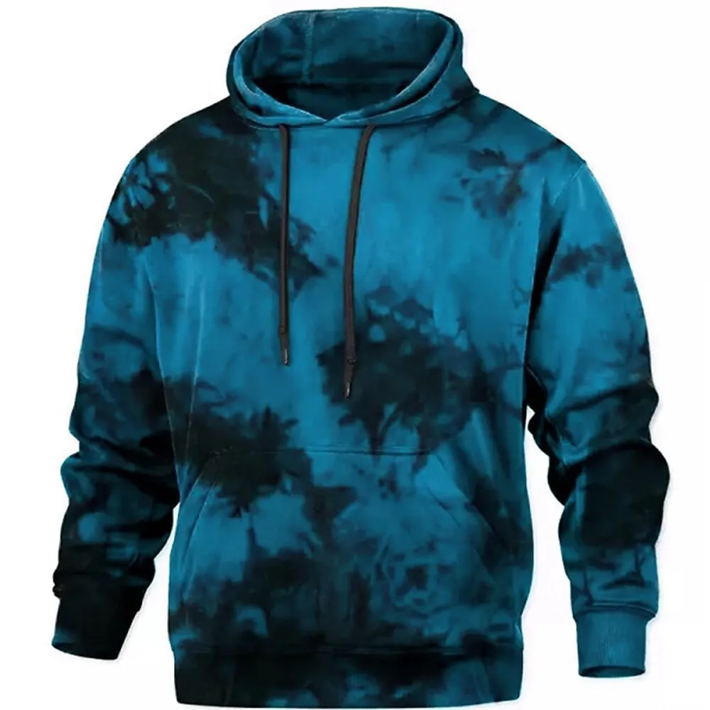 Men's loose-fit pullover hoodie sweater in polyester fibre, long sleeves, available in five colours and extended sizes S to 6XL