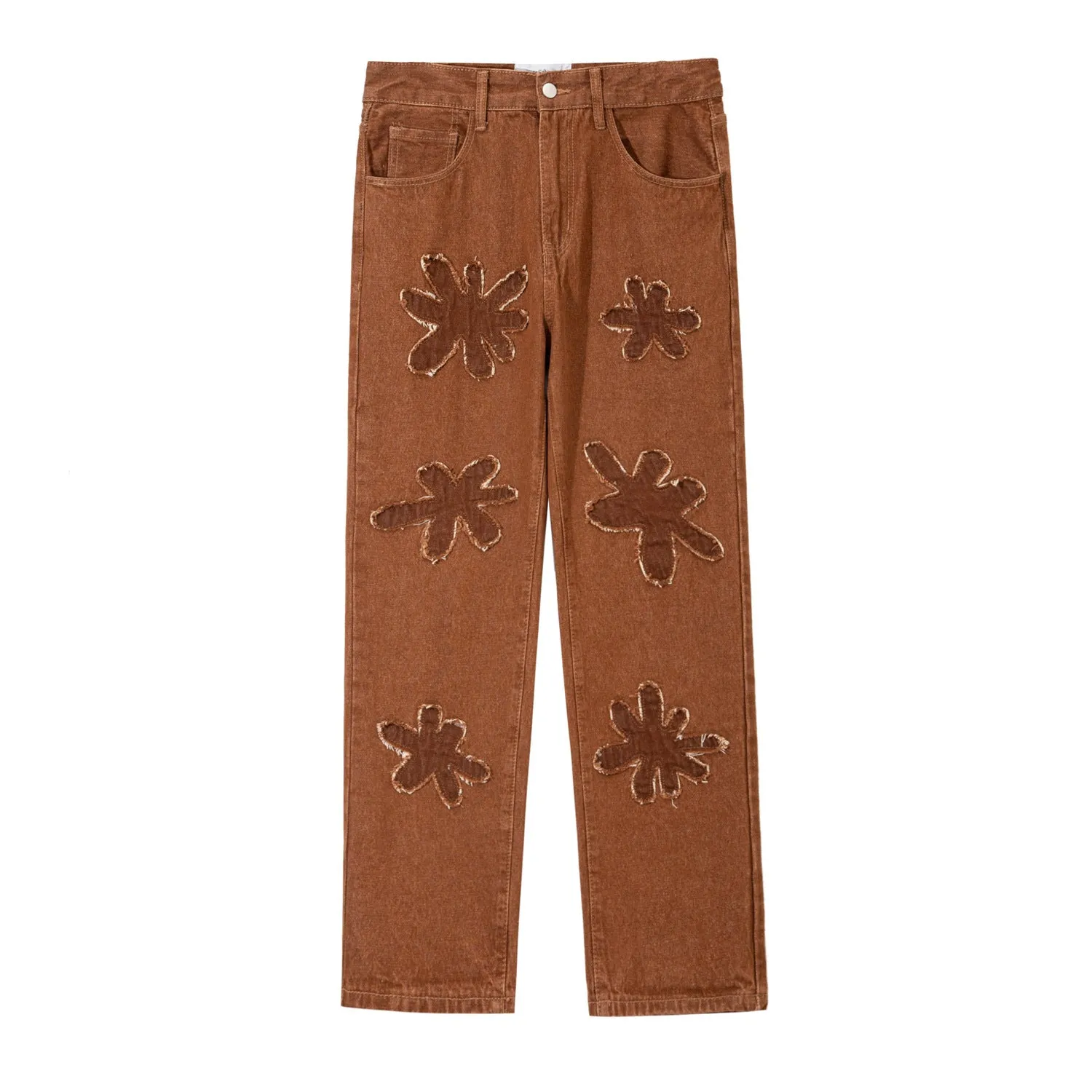 Straight leg denim jeans with washed finish in light blue colour