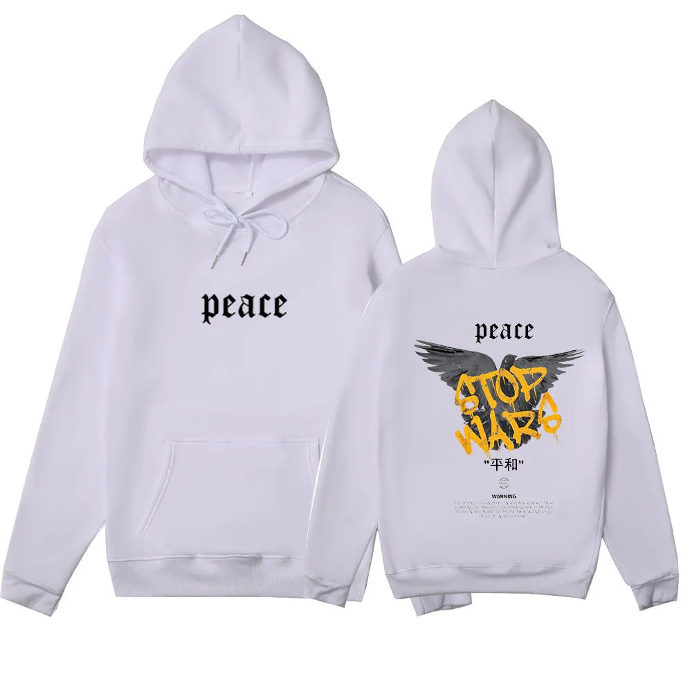 Niche style hip hop hoody in khaki – loose fit long sleeve brushed polyester pullover with hood and front pocket