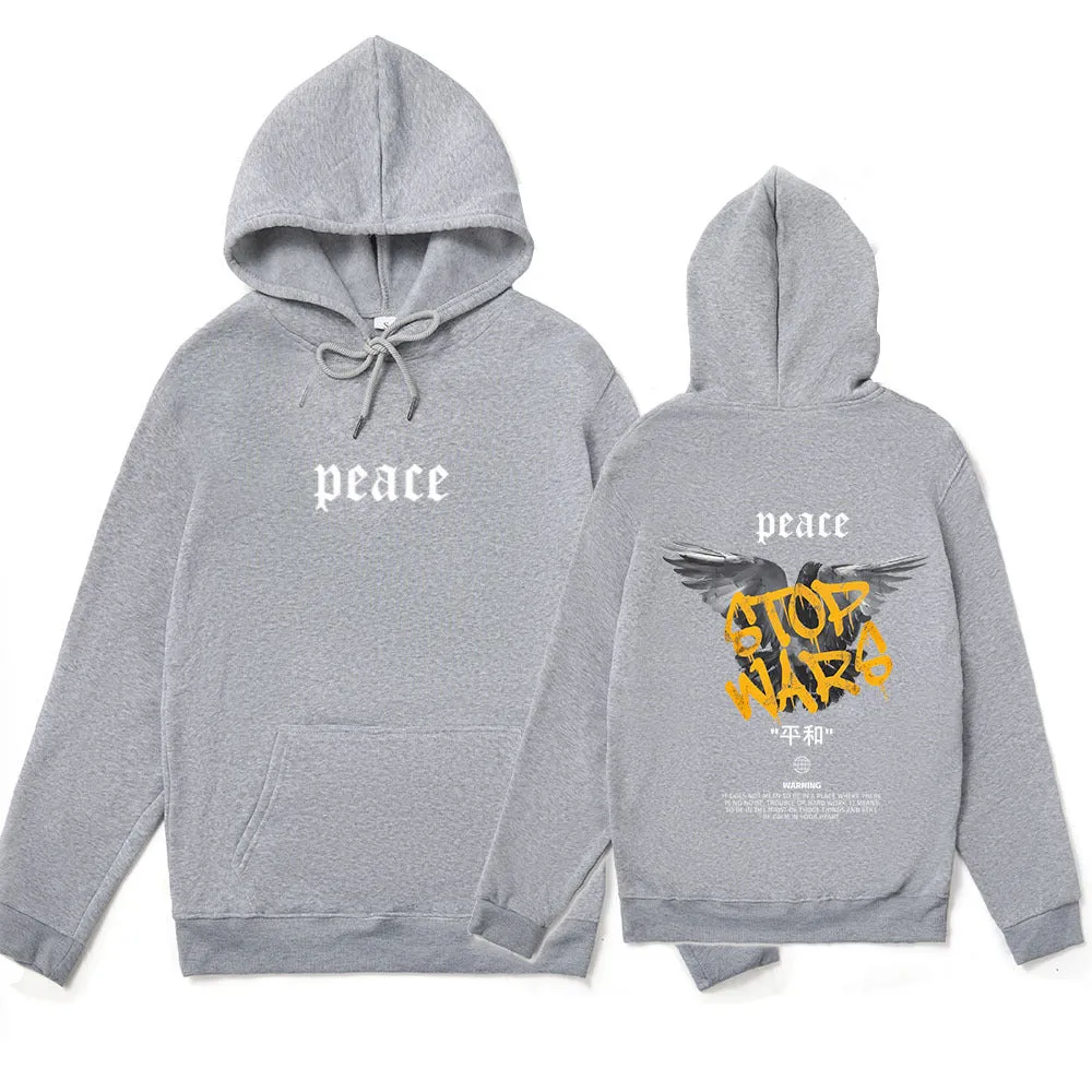Niche style hip hop hoody in khaki – loose fit long sleeve brushed polyester pullover with hood and front pocket