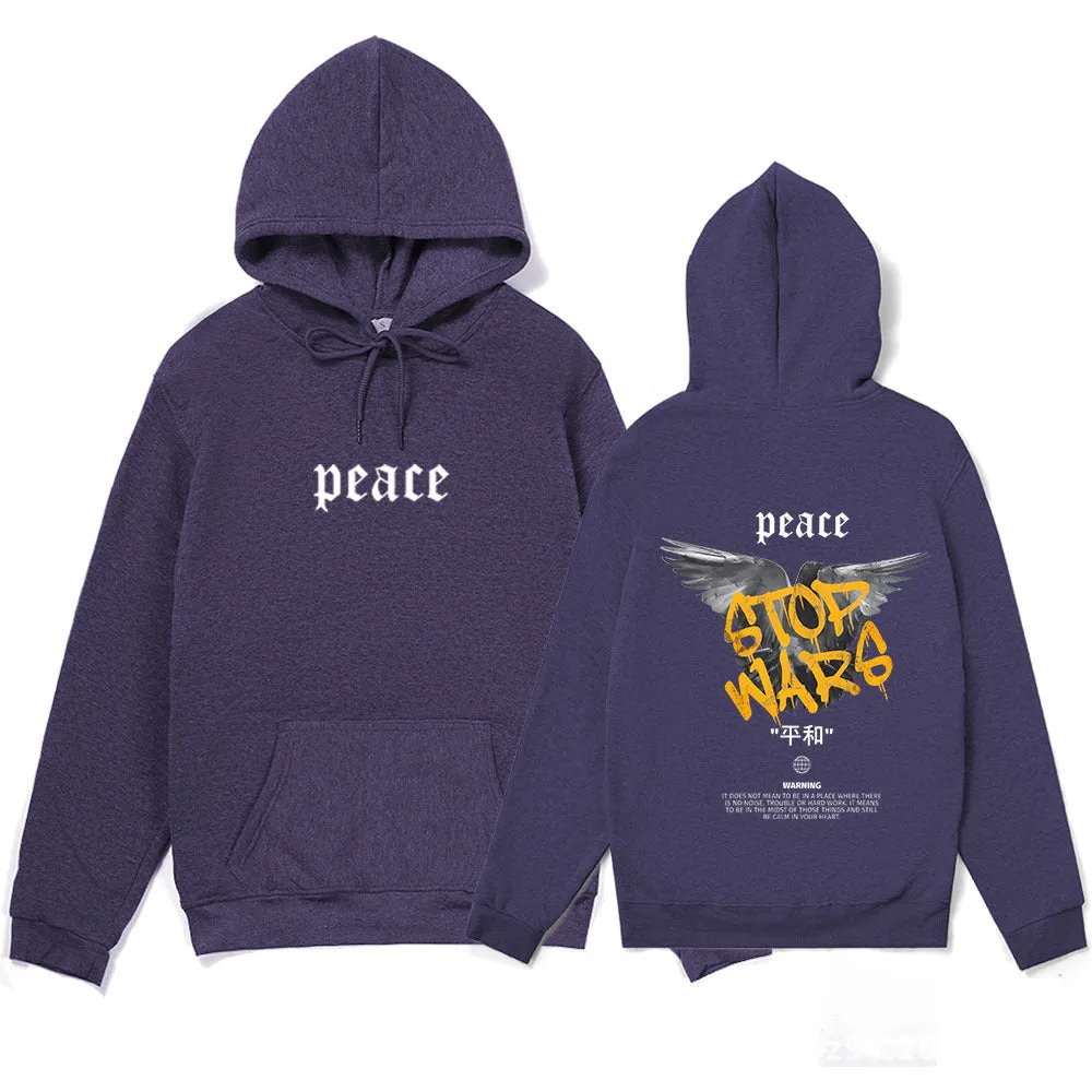Niche style hip hop hoody in khaki – loose fit long sleeve brushed polyester pullover with hood and front pocket