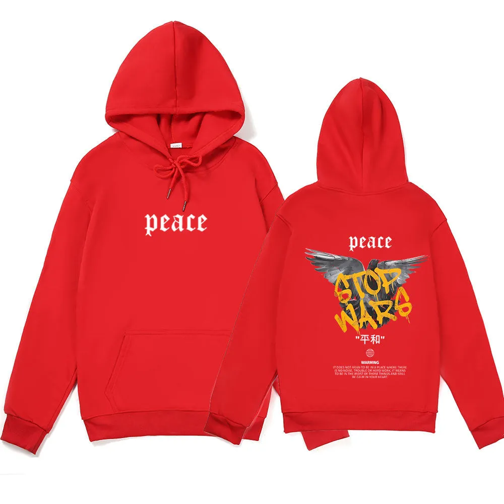 Niche style hip hop hoody in khaki – loose fit long sleeve brushed polyester pullover with hood and front pocket