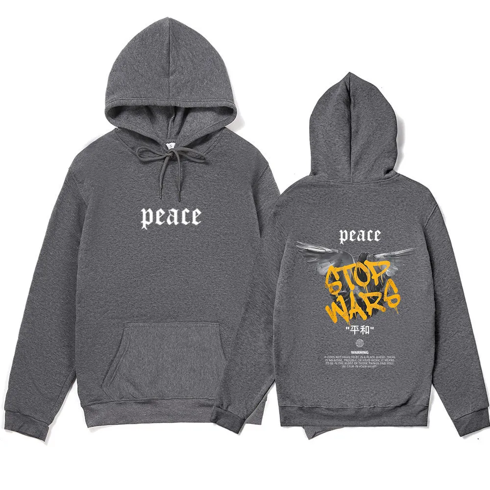 Niche style hip hop hoody in khaki – loose fit long sleeve brushed polyester pullover with hood and front pocket