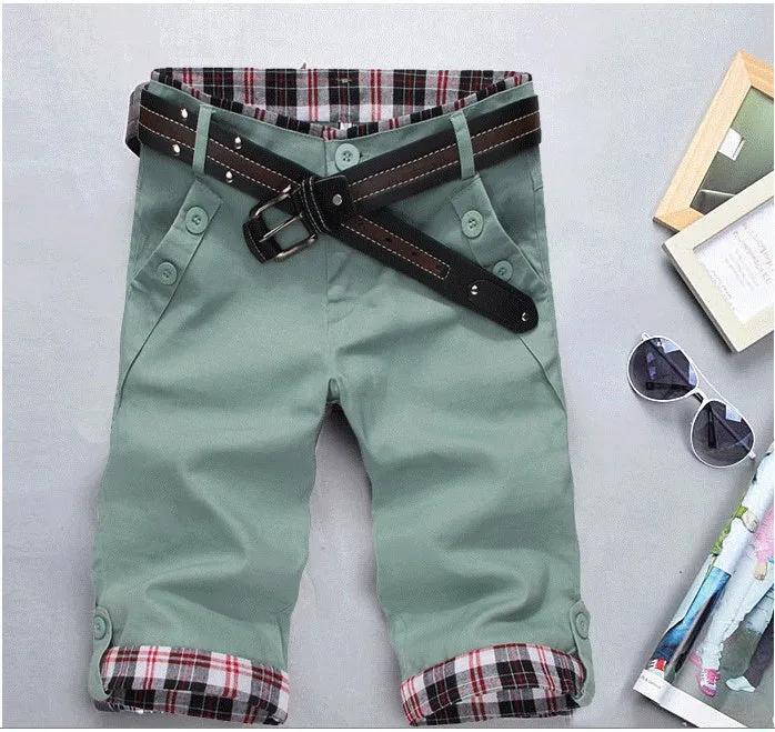 Men's 7 point casual pants in cotton skinny fit Korean style summer trousers