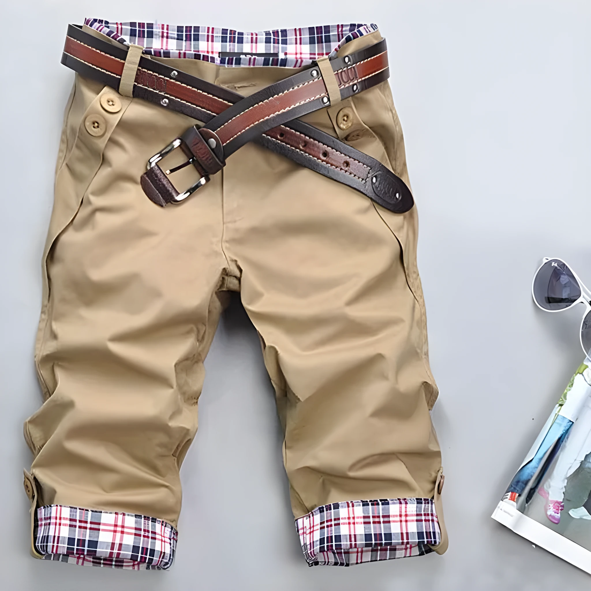 Men's 7 point casual pants in cotton skinny fit Korean style summer trousers