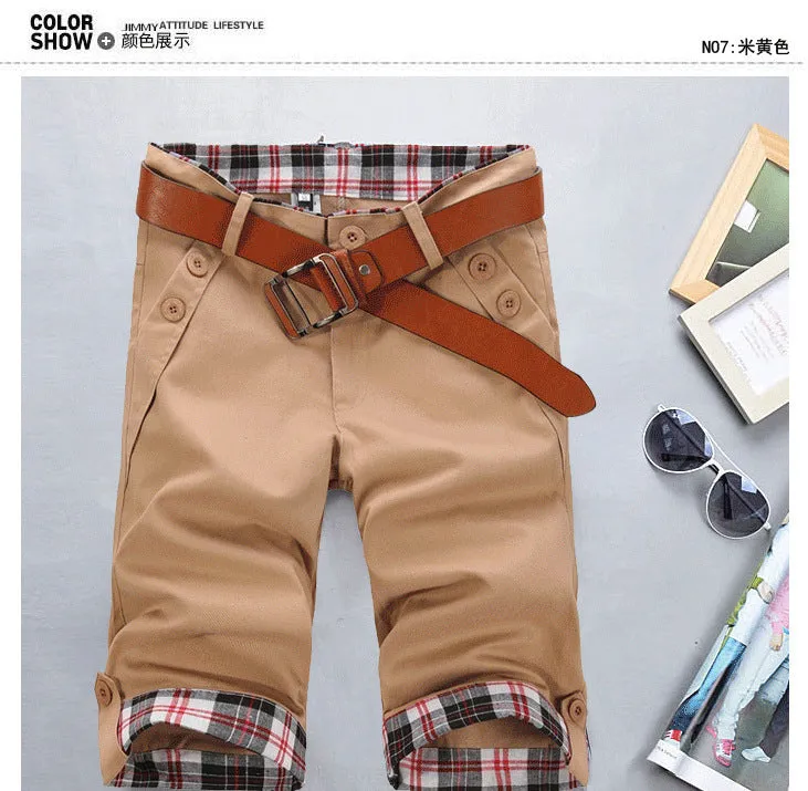Men's 7 point casual pants in cotton skinny fit Korean style summer trousers
