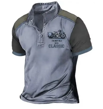 Loose fit solid colour golf polo shirt with bird eye cloth texture and 3D digital printing.