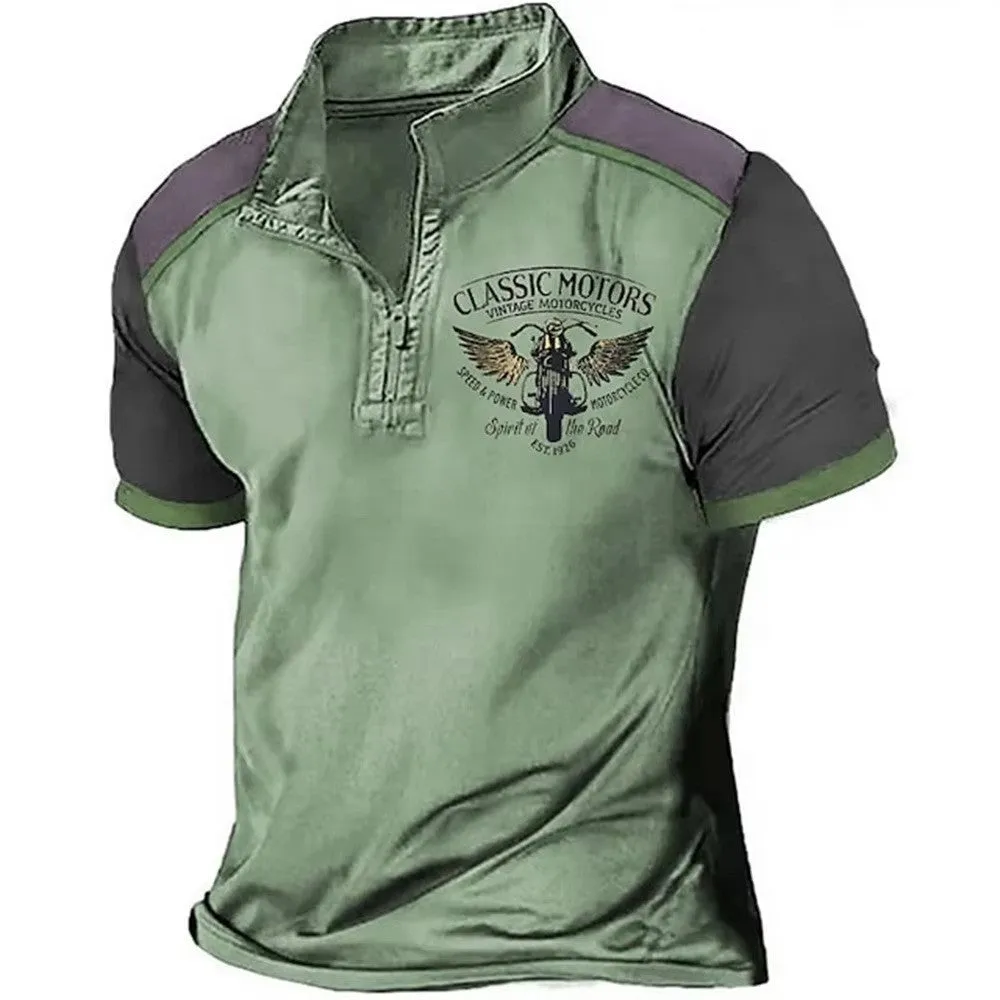 Loose fit solid colour golf polo shirt with bird eye cloth texture and 3D digital printing.