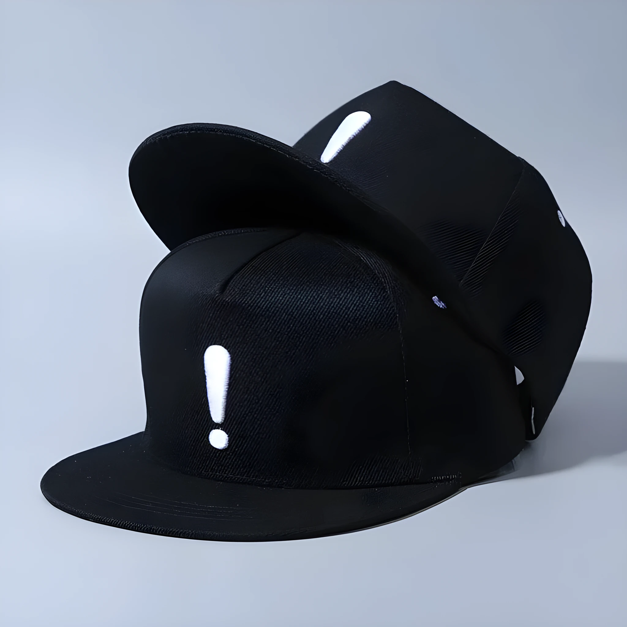 Cotton baseball cap with embroidered exclamation mark, adjustable dome crown, in black