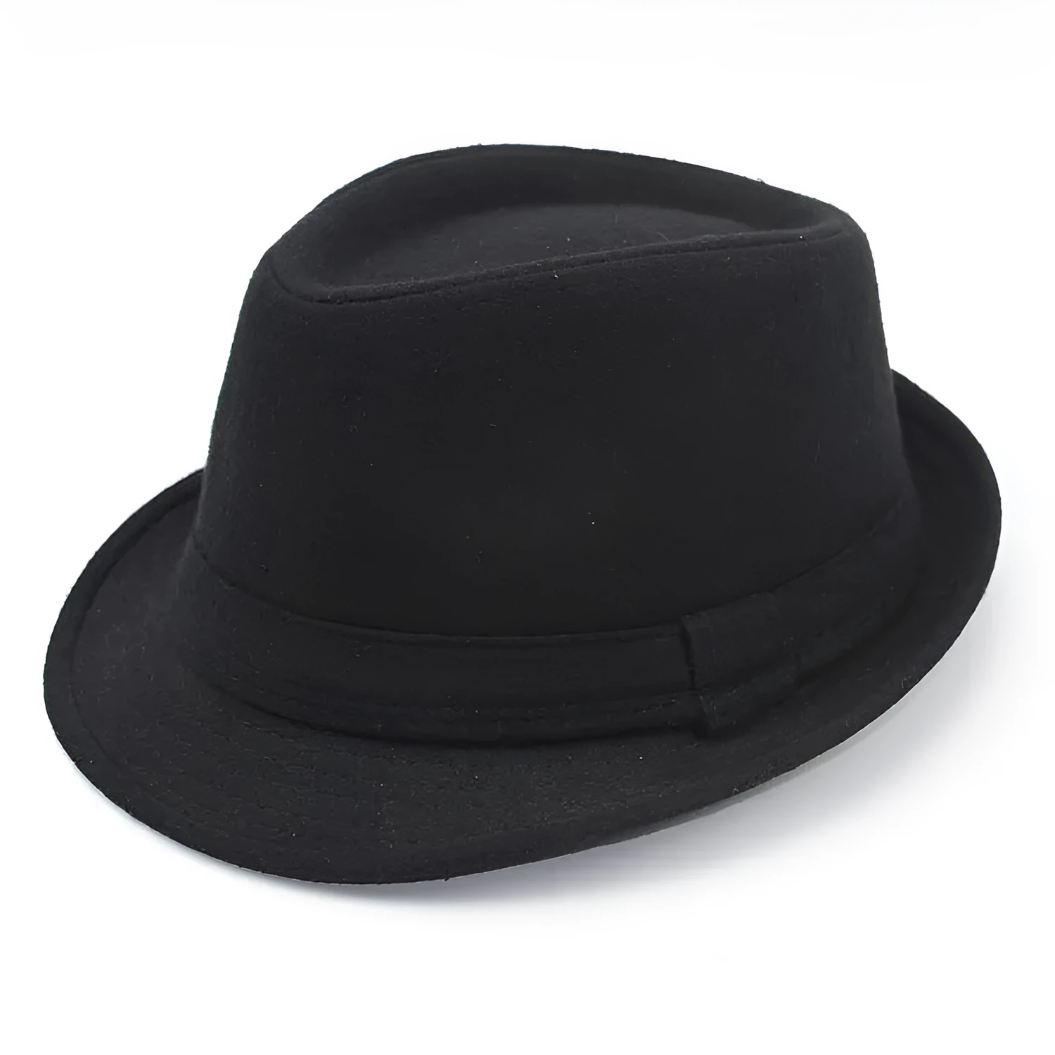 Men's wool blend fedora hat jazz style bowler hat 58cm, black colour, 4.5cm brim