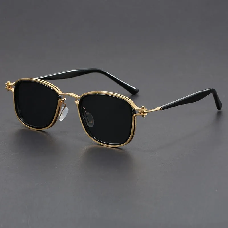 Retro-style square frame sunglasses with a mixed plastic and metal construction.