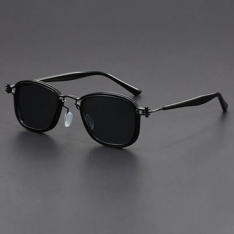 Retro-style square frame sunglasses with a mixed plastic and metal construction.
