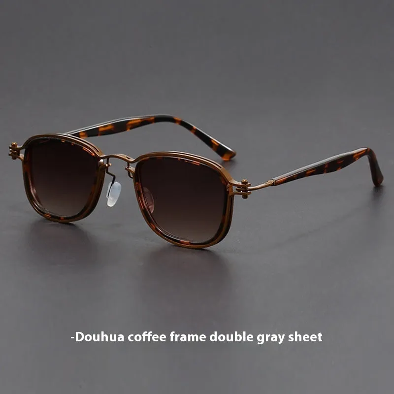 Retro-style square frame sunglasses with a mixed plastic and metal construction.