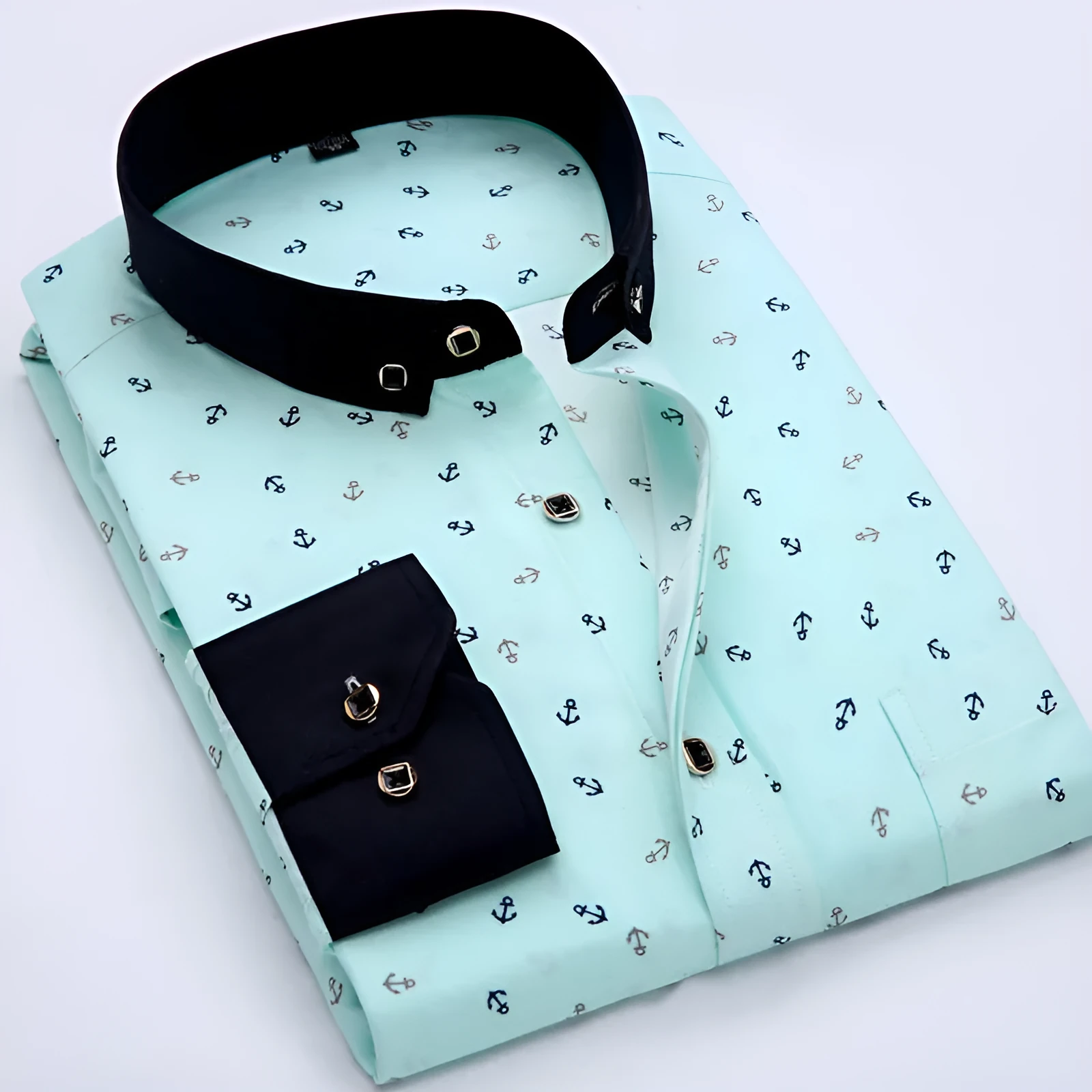 Men's GOSERFONDO slim fit Oxford shirt with floral pattern, square collar, and pocket detail in spring colours