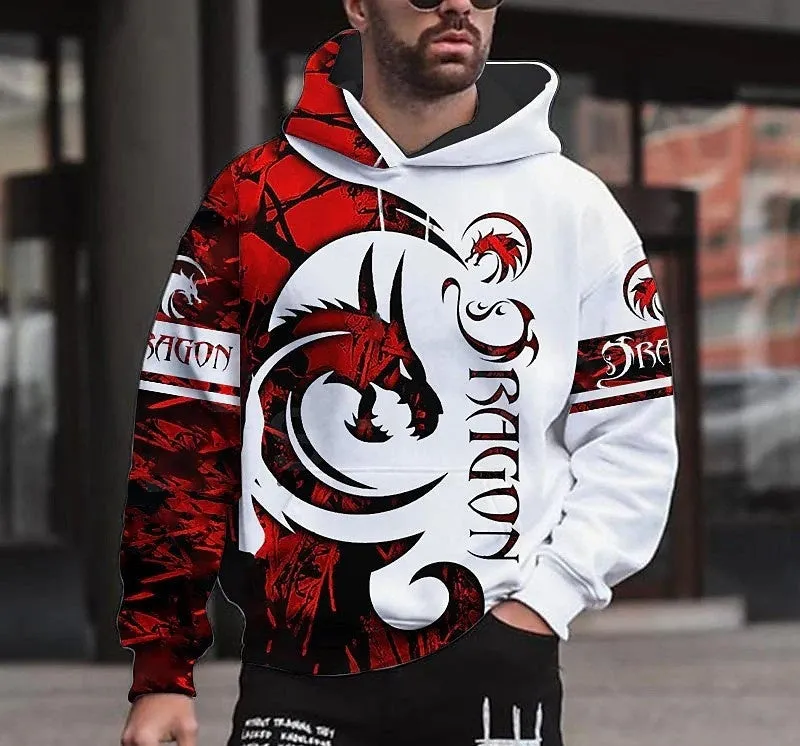 Spring 3D printed hooded long sleeve sweater for men polyester fibre casual top in colour option LMXQH2024176EU