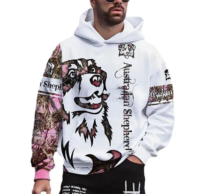 Spring 3D printed hooded long sleeve sweater for men polyester fibre casual top in colour option LMXQH2024176EU