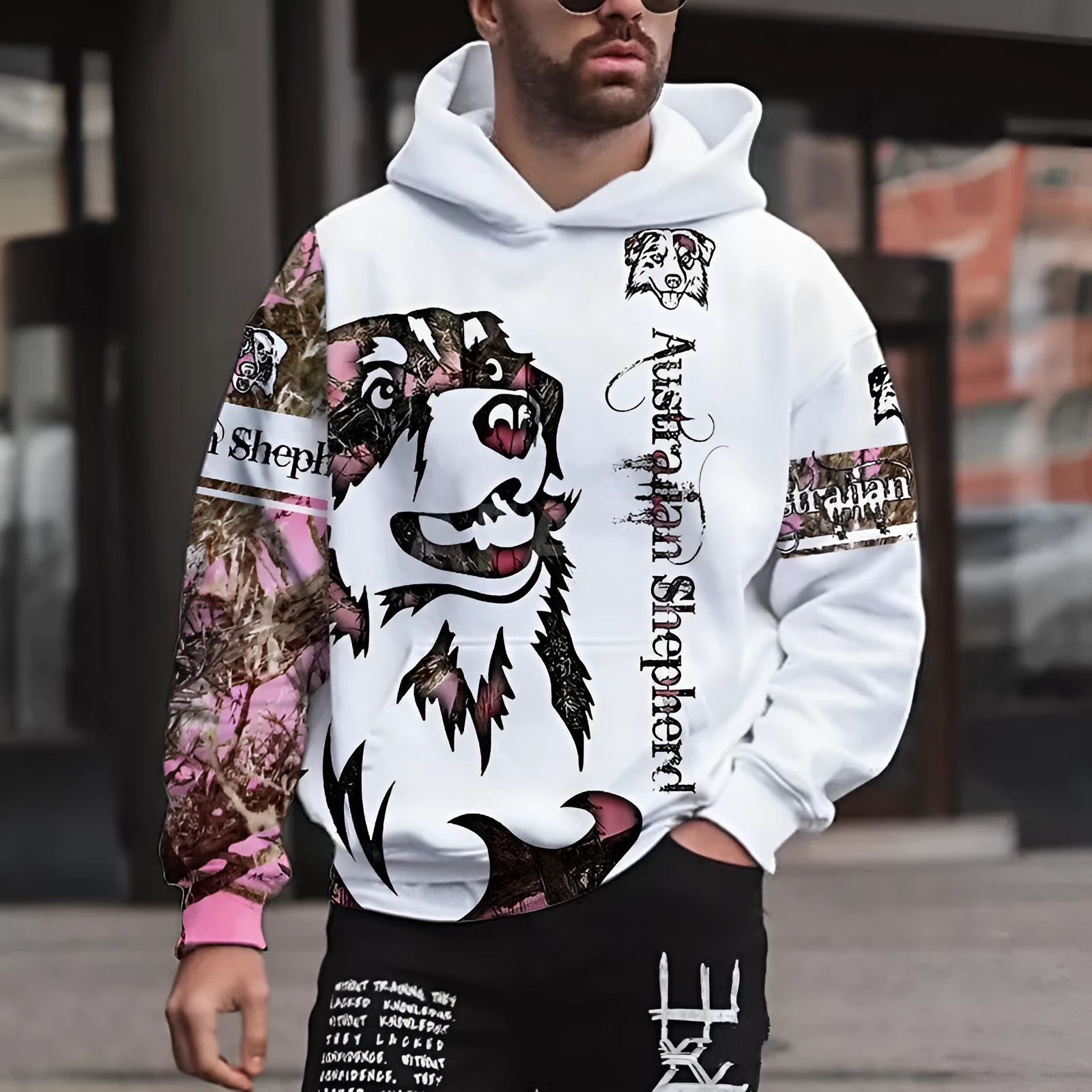 Spring 3D printed hooded long sleeve sweater for men polyester fibre casual top in colour option LMXQH2024176EU