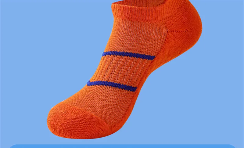 Men's towel bottom sports solid colour socks in black, white, gray, pink, mint green, orange, fluorescent green for running