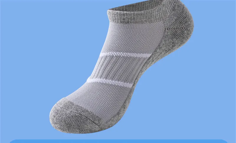 Men's towel bottom sports solid colour socks in black, white, gray, pink, mint green, orange, fluorescent green for running