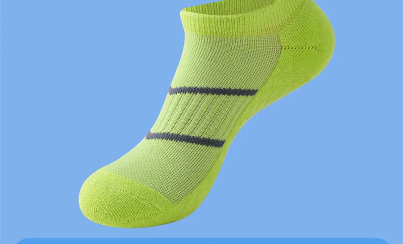 Men's towel bottom sports solid colour socks in black, white, gray, pink, mint green, orange, fluorescent green for running