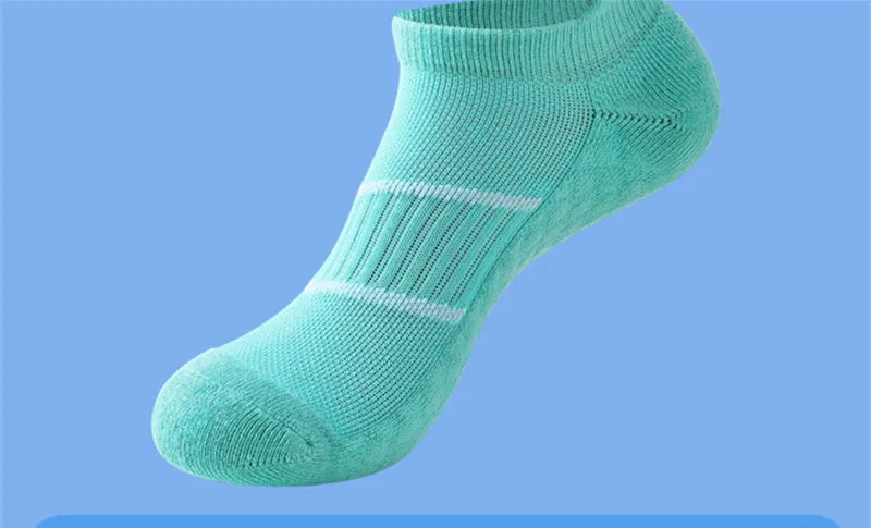 Men's towel bottom sports solid colour socks in black, white, gray, pink, mint green, orange, fluorescent green for running