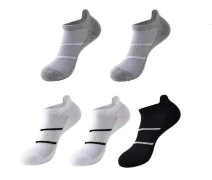Men's towel bottom sports solid colour socks in black, white, gray, pink, mint green, orange, fluorescent green for running