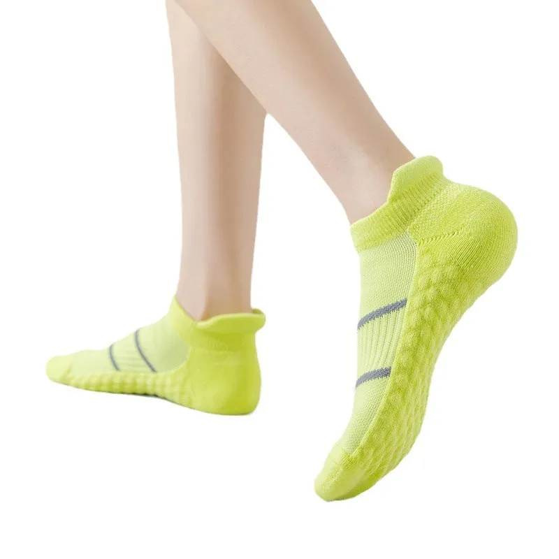 Men's towel bottom sports solid colour socks in black, white, gray, pink, mint green, orange, fluorescent green for running