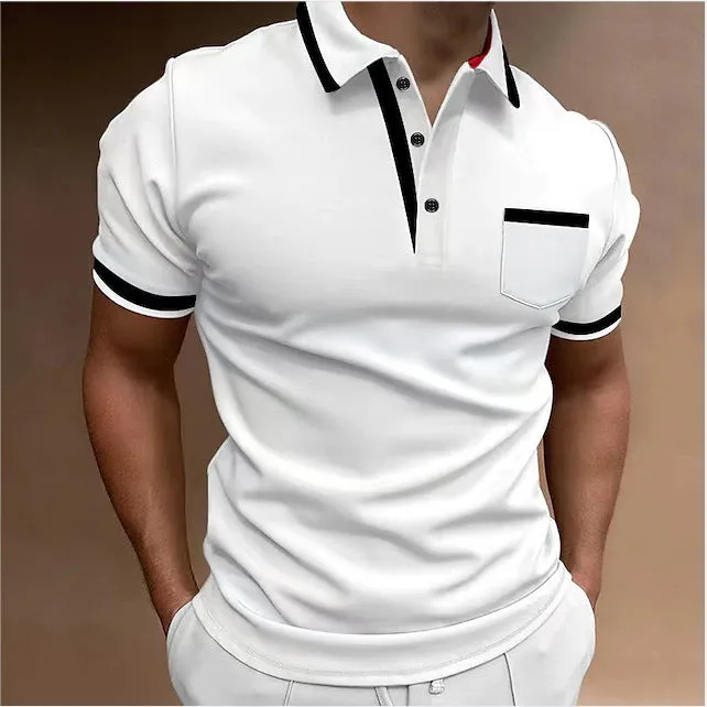 Men's casual square collar double buckle printed short sleeve shirt, green colour, slim fit polyester top on white background