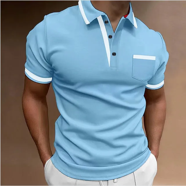 Men's casual square collar double buckle printed short sleeve shirt, green colour, slim fit polyester top on white background