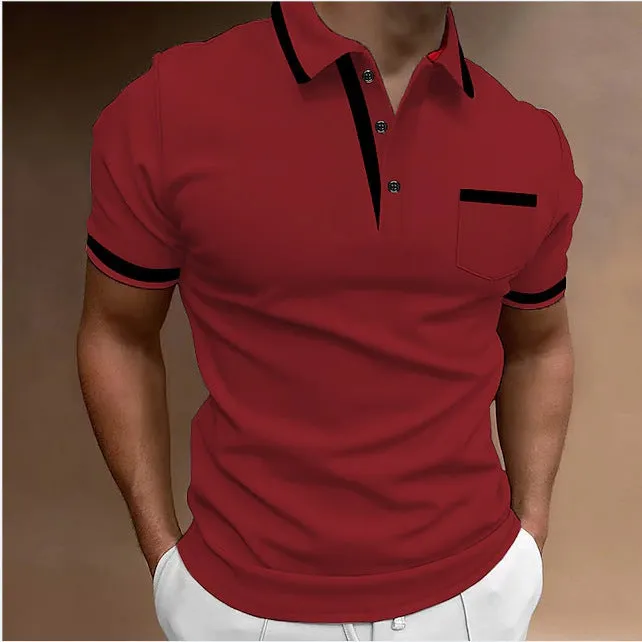 Men's casual square collar double buckle printed short sleeve shirt, green colour, slim fit polyester top on white background