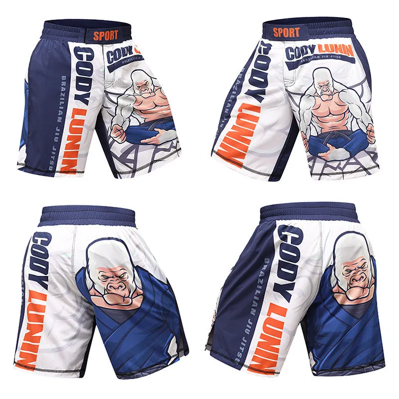 Blue polyester fighting pants sport with Lycra lining for men's athletic training