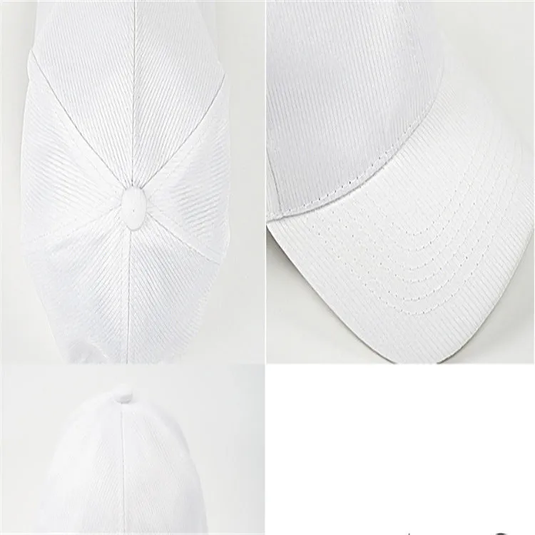 White unisex luminous baseball cap with fiber optic fabric LED glow against dark background
