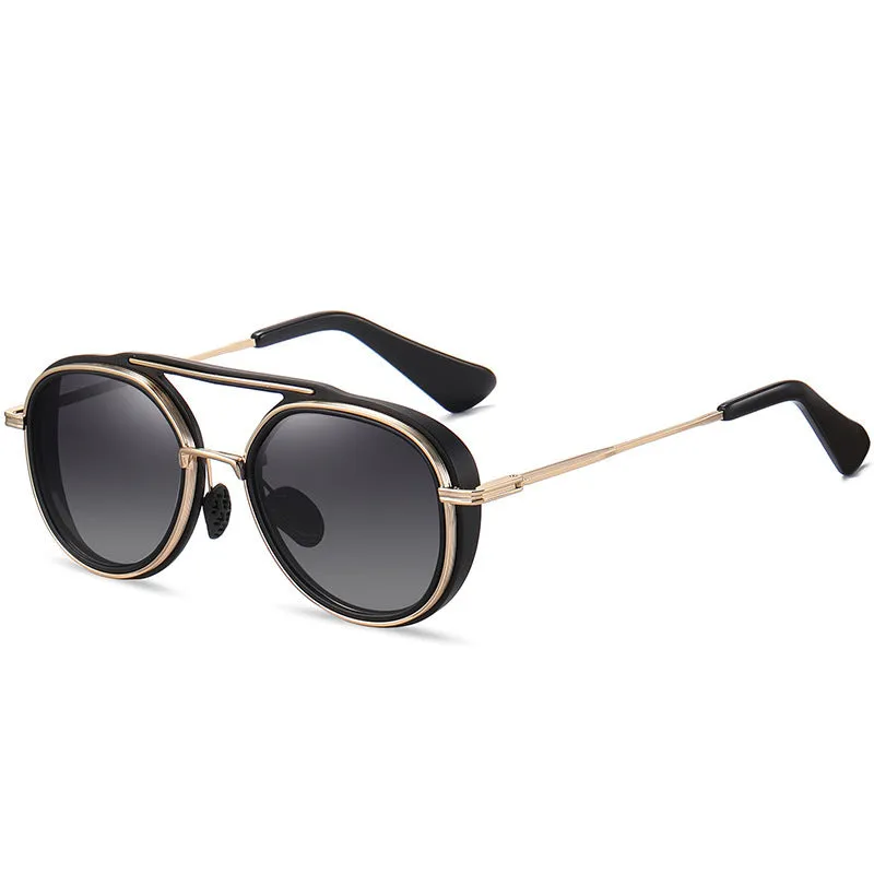 Two-tone polarised sunglasses with metal and plastic frame, black colour option