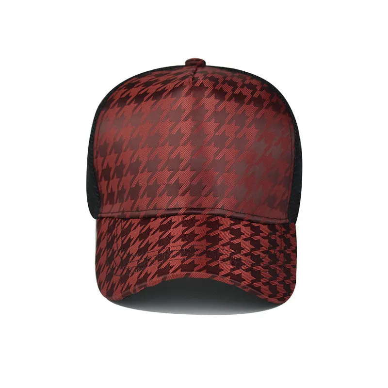 Woolen houndstooth baseball cap for men and women, M size 56-58cm, black colour, plaid pattern