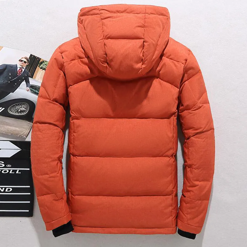 Men's down jacket with polyester fibre shell in Black, Blue, Green, Grey, or Orange Red, sizes L to 4XL