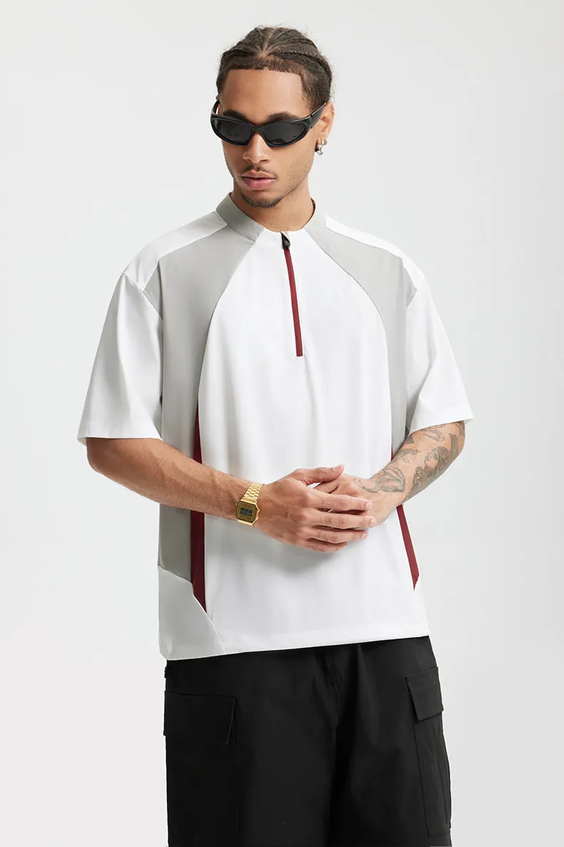 Men's lightweight black polyester casual shirt with stitching detail on long sleeve version