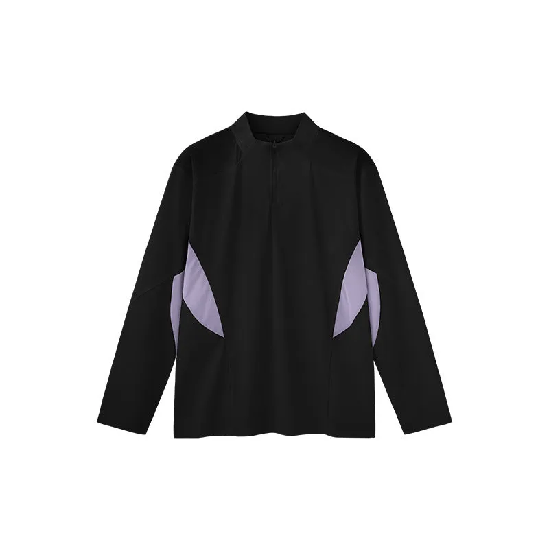 Men's lightweight black polyester casual shirt with stitching detail on long sleeve version