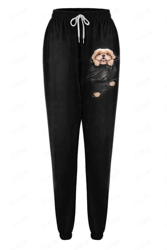 Loose fit couple pants with 3D digital print in air layer polyester fabric, available in multiple colours and sizes S-6XL