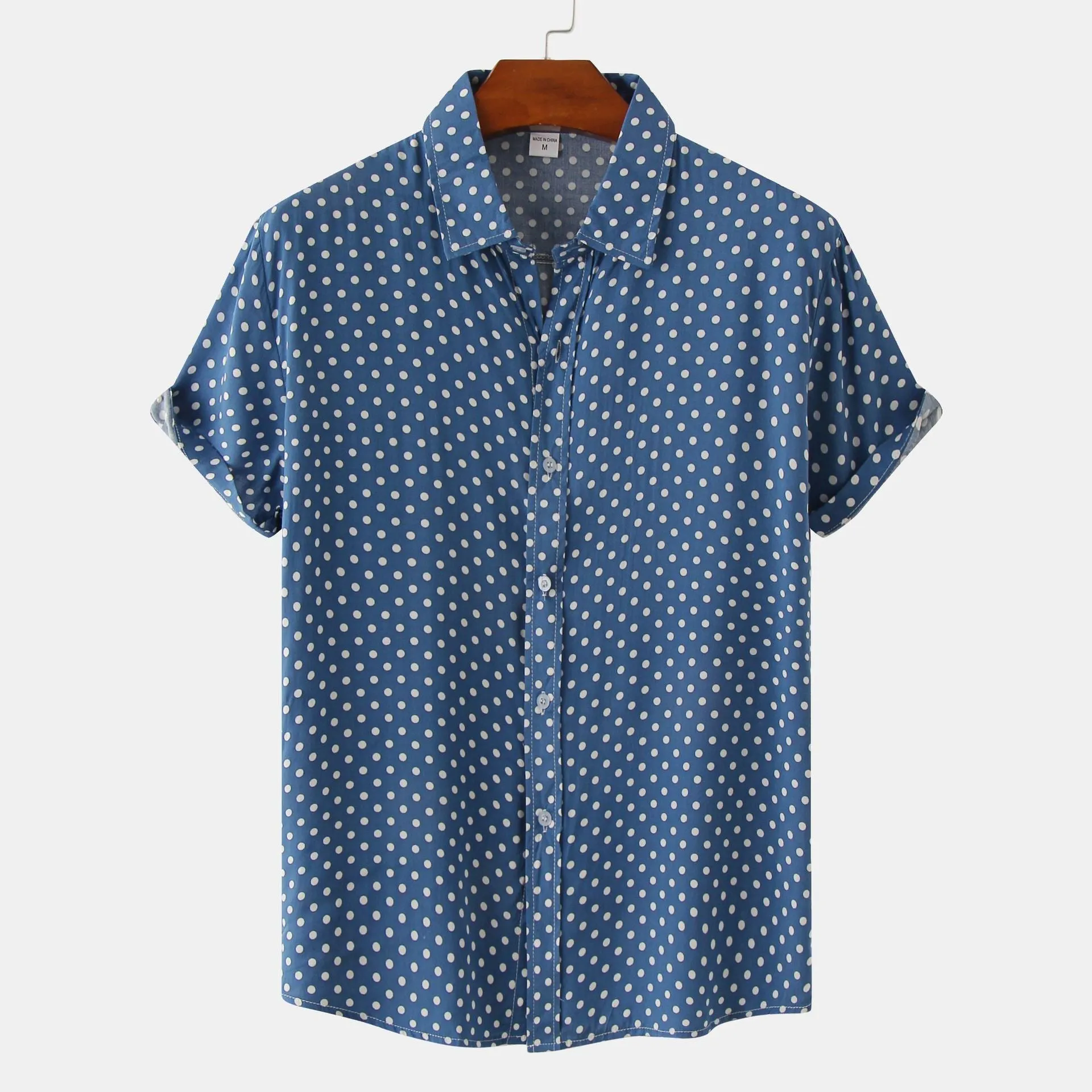 Men's plus size cotton floral short sleeve cardigan shirt in six colours and sizes M to 3XL