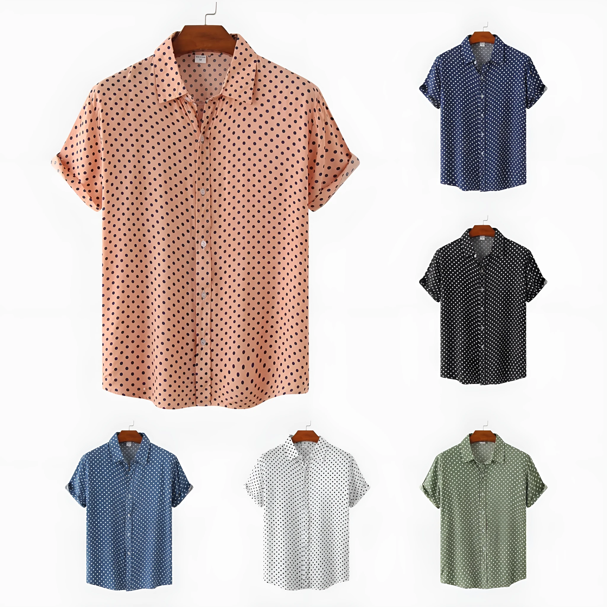 Men's plus size cotton floral short sleeve cardigan shirt in six colours and sizes M to 3XL