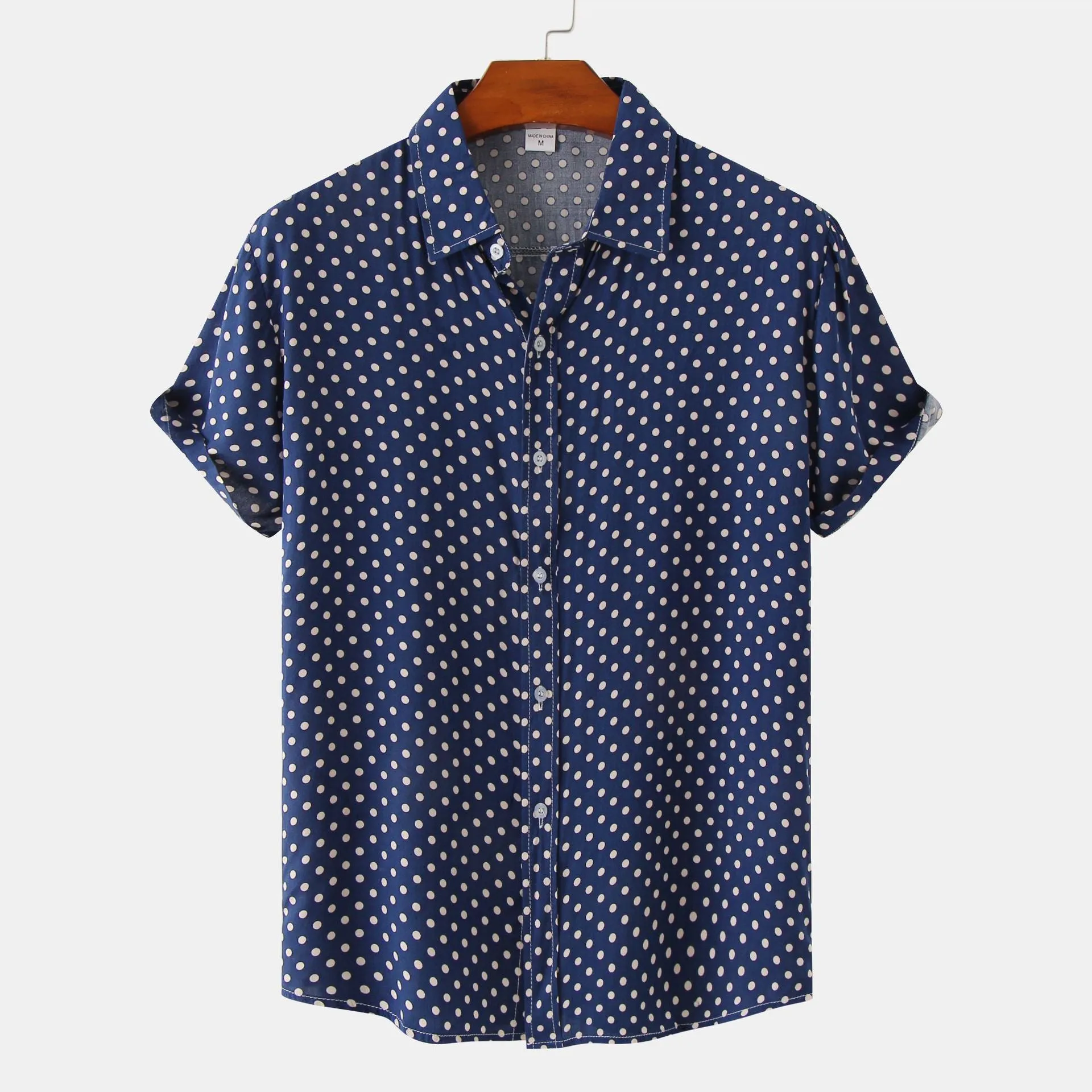 Men's plus size cotton floral short sleeve cardigan shirt in six colours and sizes M to 3XL