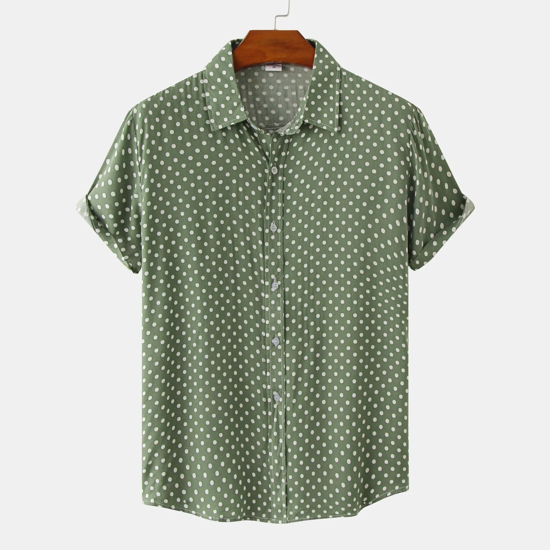 Men's plus size cotton floral short sleeve cardigan shirt in six colours and sizes M to 3XL