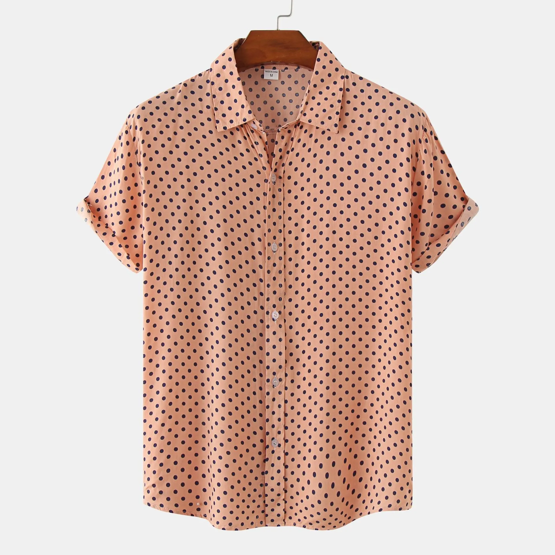 Men's plus size cotton floral short sleeve cardigan shirt in six colours and sizes M to 3XL
